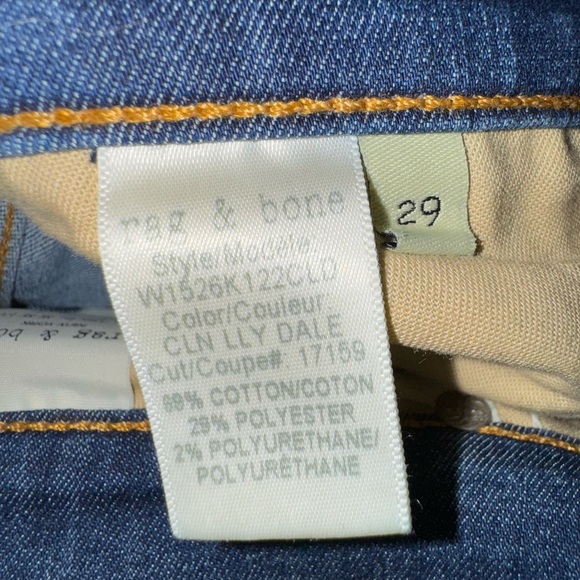 Rag & Bone ankle skinny raw hem Jeans. Size 29. EUC. Color CLN LLY DALE - Picture 11 of 14